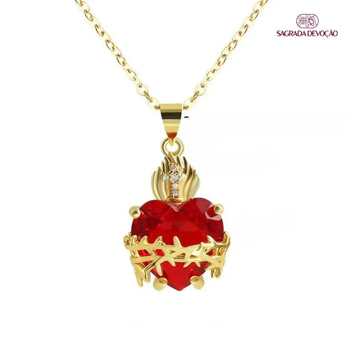 Colar Sagrado Coração de Jesus | Folheado a Ouro