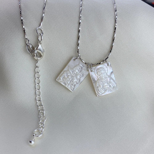 Escapulário de Proteção Divina: Jesus e Virgem Maria | Prata 925
