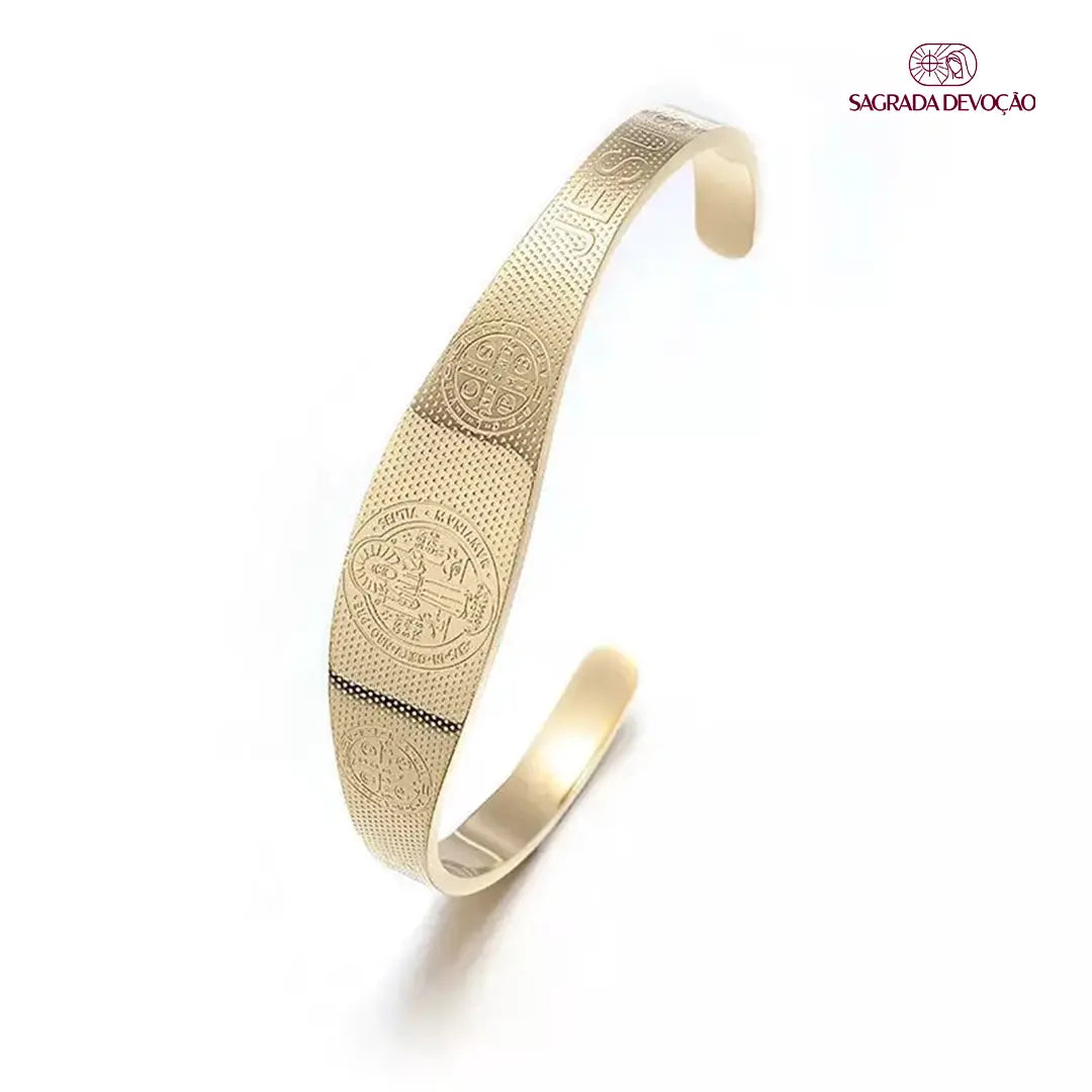 Pulseira São Bento Proteção - Folheada a Ouro, Prata 925