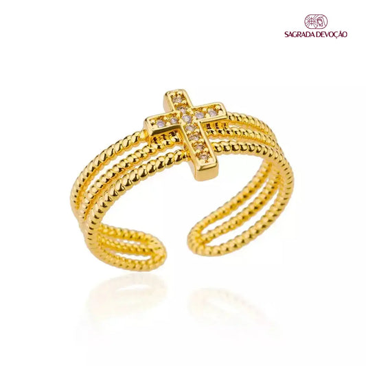 Anel de Cruz Divina - Ajustável