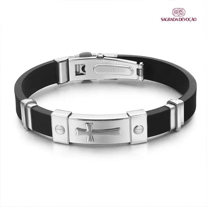 Pulseira de Cruz Masculina - Luxo e Devoção