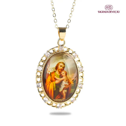 Colar Religioso de Zircônias em Ouro 14K