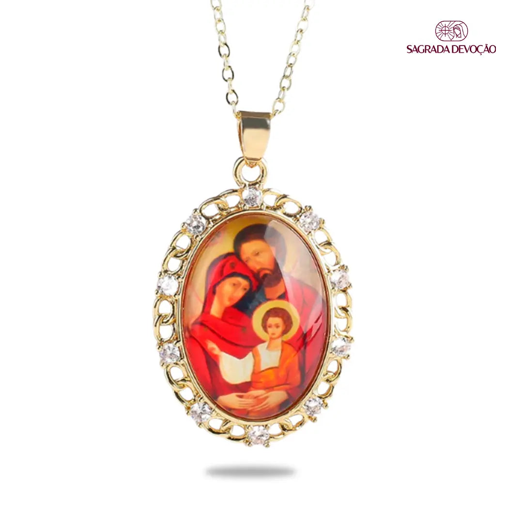 Colar Religioso de Zircônias em Ouro 14K