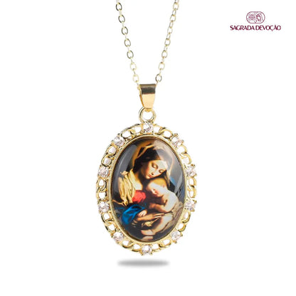 Colar Religioso de Zircônias em Ouro 14K