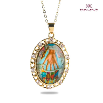 Colar Religioso de Zircônias em Ouro 14K