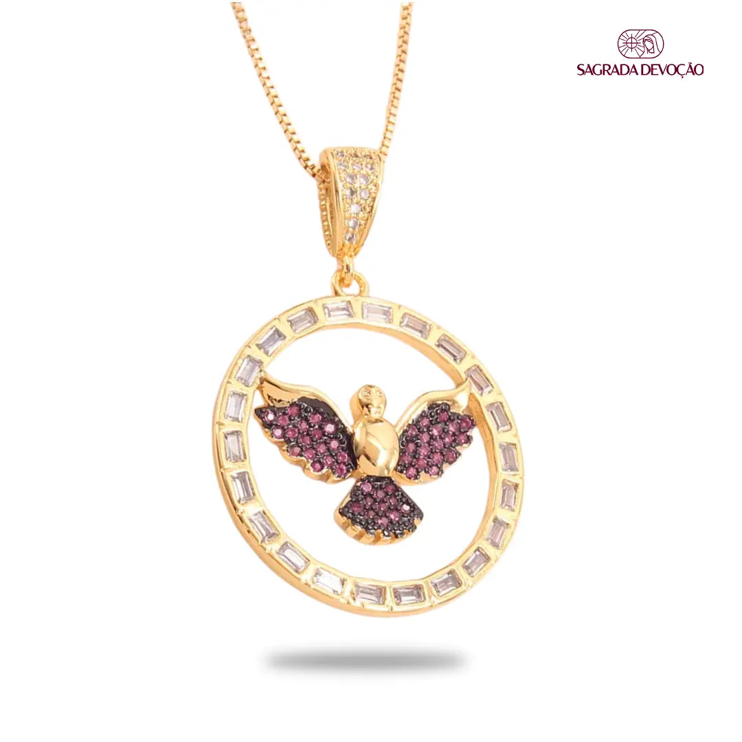 Colar Espirito Santo - Pedras Zircônia Vermelho