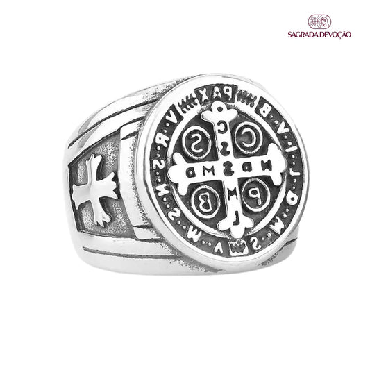 Anel de São Bento Inoxidável - Prata