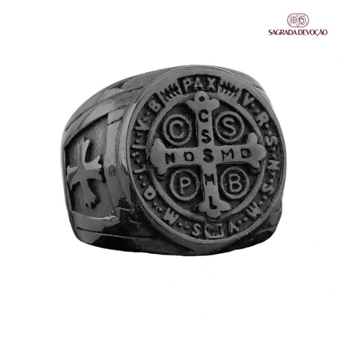 Anel de São Bento Inoxidável - Preto