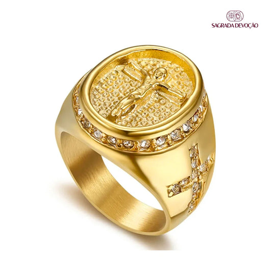 Anel Cristo Redentor Ouro 14K