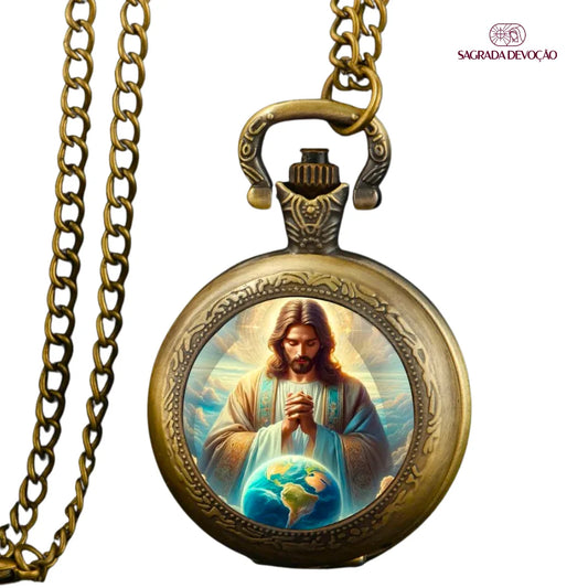 Colar com Relógio Jesus Protetor