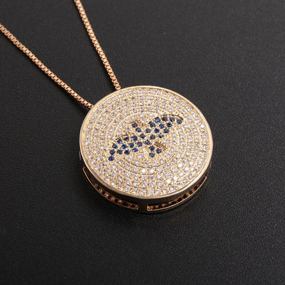 Colar Espirito Santo Ouro 14K + Pedras de Zircônia